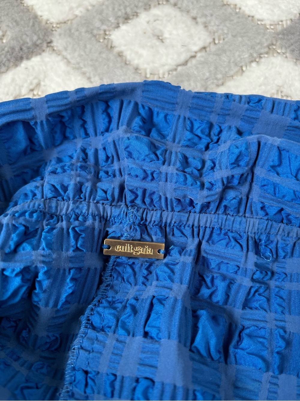 cult gaia cobalt blue off shoulder crop top xs View 2